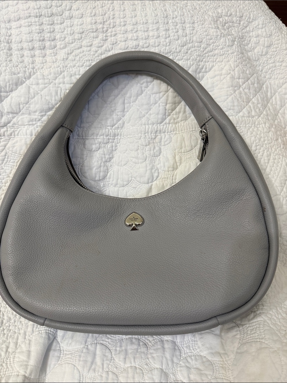 kate spade Gray Pebbled Leather Shoulder Hobo